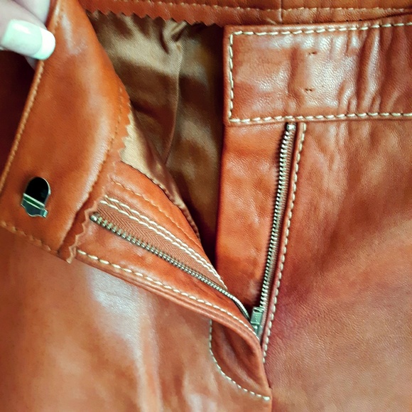 NWD Cache Toffee Brown Leather Pants - Picture 2 of 8